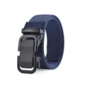 Men's tactical canvas belt in dark blue with a durable black automatic buckle for outdoor use. - Blue / 120cm