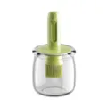 Botella de aceite de vidrio con cepillo retráctil, brocha de silicona para cocina y cocción. - Verde