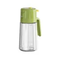 2-in-1 oil sprayer and dispenser bottle for kitchen cooking, clear glass bottle with green cap. - Green 500ml