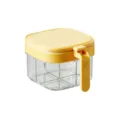 Caja de condimentos transparente de cuatro compartimentos con tapa amarilla cocina - Multicompartimento amarillo
