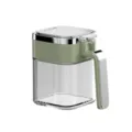 Tarro de cristal transparente para condimentos con tapa verde y asa para cocina. - Verde