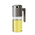 Stainless steel glass oil dispenser bottle with auto flip lid for kitchen cooking use. - 500ml / Gray