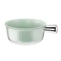Bol transparente con interior verde y mango plateado para cocina, fruta y almacenamiento. - Azul Cielo