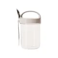 Contenant à avoine overnight en verre transparent avec cuillère et couvercle, pot de petit-déjeuner. - Gris