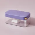 Caja de almacenamiento de hielo con tapa y cuchara recipiente transparente para la nevera - Púrpura