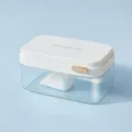 Caja de almacenamiento para cubitos de hielo con pala utensilio de cocina transparente tapa blanca - Set blanco de una sola capa