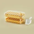 Press-type double layer ice cube tray with lid and scoop for home refrigerator use. - Double Layer / Yellow