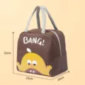 Bolsa térmica para almuerzo con lindo diseño de pollito, bolso isotérmico portátil para trabajo y picnic - Café
