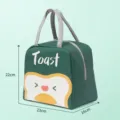 Bolsa térmica verde toast de dibujos animados, gran capacidad bolsa portátil para bento. - Turquesa