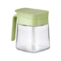 Green lid glass spice jar variant with spoon for kitchen seasoning and salt storage. - Single Piece / Warm Green