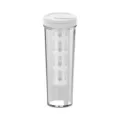 Botella de agua fría de plástico transparente con tapa blanca y filtro para cocina y hogar - Blanco