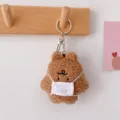Plush bear keychain brown cute mask design bag pendant fluffy animal keyring accessory - Brown