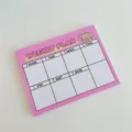 Pink weekly plan sticky notepad with cute puppy illustration, clean memo pad for daily use. - Weekly Plan / 50 Pages