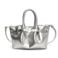 Silver metallic mini handbag fashion women top handle crossbody tote bag daily commuter - Silver