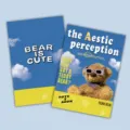 A5 vintage style cute bear notebook, blue sky cartoon saddle-stitched diary book for students. - Blue Sky Cool Bear