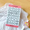 Cute cartoon animal sticker sheet with lovely black and white line art designs for journals. - Pink