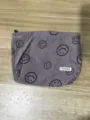 Large corduroy cosmetic bag with smiley face print, vintage style daily storage pouch for travel. - Large Smile Face Flower / Gray