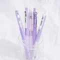 Purple gel pen set 5pcs 0.5mm cute press ballpoint pens aesthetic school stationery supply - 5 Pieces/Set / Sweet Taro Bobo