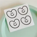 Cute heart smiley sticker set, simple white journal sealing and DIY decorative stickers. - Chubby Heart Smiley / 4 Pieces/Sheet