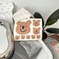 Cute cartoon bear sticker sheet INS style decorative decal for journal water cup DIY crafts - 10*12.3cm / Dark Coffee Bear Head