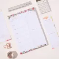 Weekly meal plan notepad planner shopping list memo pad stationery office school supply - Summer Red Flower / B5