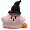 Halloween roze spook pluche kussen met heksenhoed en schattige pompoen decoratie thuis. - Roze