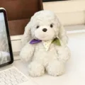 Cute white curly plush puppy dog stuffed animal toy, soft companion gift for kids and home decor. - 32cm / White