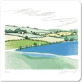 Cuaderno de bolsillo cuadrado con cubierta de pintura al óleo de paisaje artístico. - Álbum de colección de sellos - boceto de campo verde