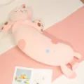 Pink cute cat long body pillow for sleeping, soft side sleeper plush bolster for bed. - Pink / 1m