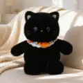 Adorable black cat plush toy with a cute crocheted fish collar, soft hugging pillow for kids. - 40CM / Black Cat