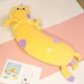 Cute cartoon cat long body pillow for sleeping, soft plush hug pillow for bed and side sleepers. - Yellow / 1m