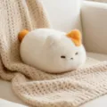 Cute white sleeping cat plush toy with orange ear and tail, soft stuffed pillow doll for kids. - Spotted Orange and White Cat