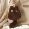 Cute brown cat plush toy keychain fluffy tail bag pendant cute animal doll accessory decoration - Brown Cat Pendant