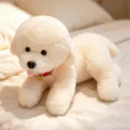 Cute white plush puppy toy, fluffy stuffed dog doll for kids, soft sleeping companion. - Bichon Frise