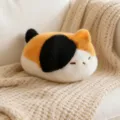 Cute calico cat plush toy, soft stuffed animal pillow, fluffy kitty decoration for home and office. - Calico Cat