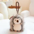 Fluffy hedgehog plush keychain variant, cute soft animal bag charm and car key accessory. - Hedgehog / 12cm / Gray