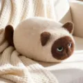 Cute siamese cat plush pillow, soft stuffed animal toy, beige and brown, cozy home decor cushion. - Siamese Cat / 17cm Plush Toy (with Built-in Sounder)