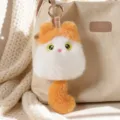 Fluffy cute cat plush keychain soft orange white kitten bag pendant toy charm decor! - Yellow Golden Shaded Cat Pendant
