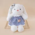 Cute plush rabbit toy wearing a sweet blue floral dress, soft stuffed bunny for kids. - Rabbit in Blue Skirt