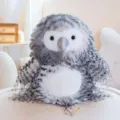 Fluffy grey owl plush toy, soft long-haired stuffed bird doll, cute animal model gift ornament. - 15cm / Dark Gray