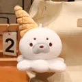 Süßer Eiscreme Oktopus Plüschtier Schlüsselanhänger, weicher Plüsch Taschen Anhänger Geschenk. - Robbe / 18cm