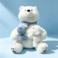 Süßer Mutter und Kind Eisbär Plüschtier mit einem blauen Strickschal Variante Option - Eisbären-Mutter & Kind / 28cm