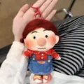 Plush doll keychain pendant with red hair and cute freckled face for bags and keys. - Fluffy Freckle - Monica
