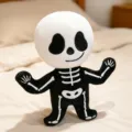 Schattig skeleton pluche speelgoed zwart wit knuffelpop Halloween kamer kussen - Skelet Figuur
