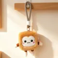 Cute square plush animal keychain bag charm soft fluffy pendant for women and girls daily decor - Golden Monkey / 14cm