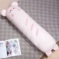 Cuscino per il corpo lungo in peluche orso pane rosa, cuscino imbottito per letto camera. - 80 cm / 0,8 kg / Coniglietto rosa in seta di ghiaccio