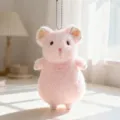 Carino portachiavi topo in peluche rosa morbido animale imbottito borsa ciondolo - Rosa