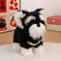 Cute black and white fluffy puppy plush toy, soft stuffed schnauzer dog for kids companion. - Black Schnauzer / 22cm