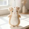 Simpatico portachiavi peluche topo morbido ciondolo marrone bianco borsa fascino regalo - Marrone e Bianco