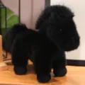Schwarzes Simulationspferd Plüschtier Puppe, süßes Pony Kuscheltier Geschenk für Kinder Jungen. - 23cm / Schwarzes Pferd